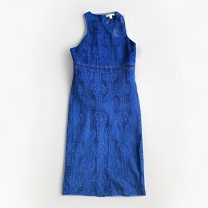 Miami Lace Sheath Dress Womens Medium Royal Blue Romantic Wedding Guest Elegant